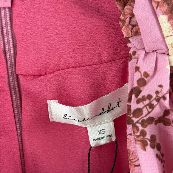 LINE AND DOT Bloom Blouse Size Extra Small NWT Pink Floral Halter Cropped Top - Picture 8 of 13